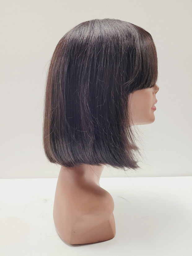 Short Human Hair Bang Wig